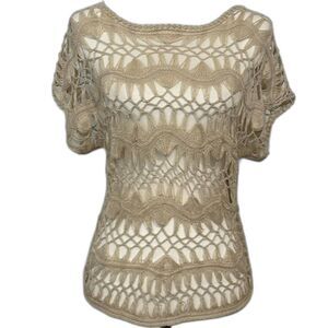 Maurices Crochet Knit Shirt Womens Small Boho Beachy Hippie Vacation Coastal